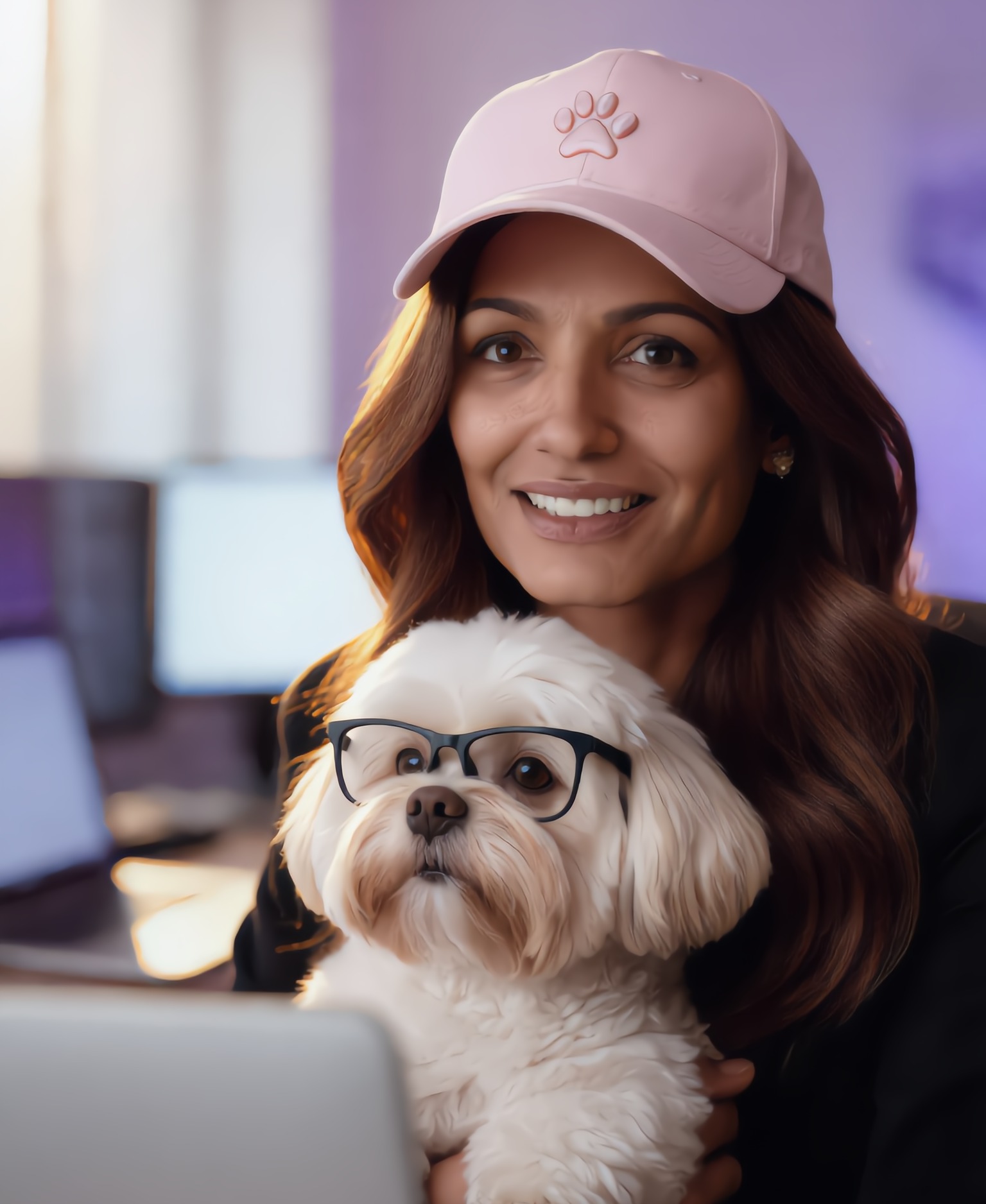 Jasmine, founder of Motion Foundry, with her dog Cookie